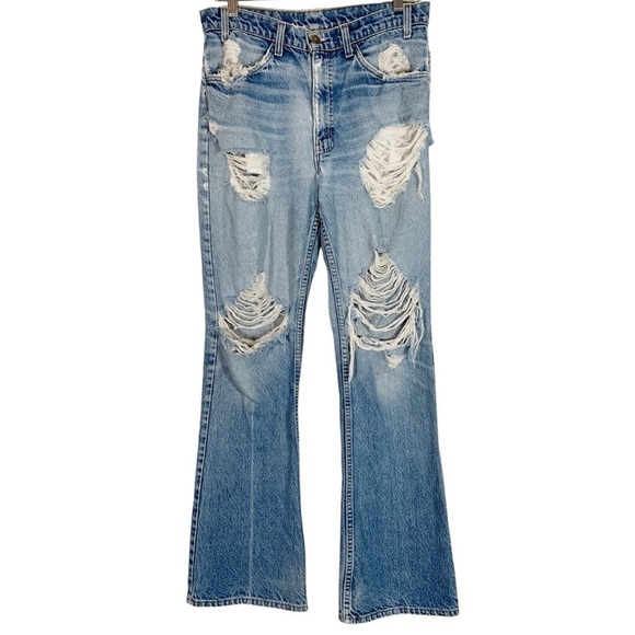 Vintage Levi's Orange tab Extreme Distressed Jeans Size 33X34 US Large - Picture 1 of 9